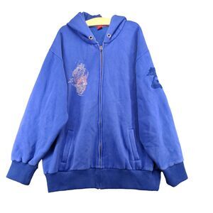 Ciano Farmer Men's Full Zip Hoodie Sweatshirt 3XL Long Sleeve Blue Embroidered